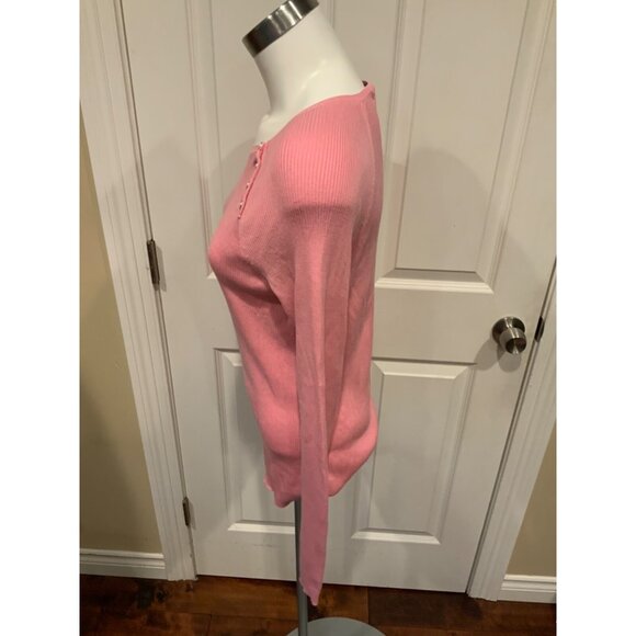 Polo Ralph Lauren Pink Thin Rib Knit Button Shoulder Top, SizeXL - Picture 4 of 6